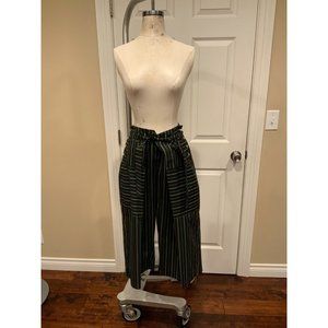 Smarteez Blue & Green Stripes Wide Leg Cropped Pants, Size 8 (US) 46 (IT) NWT!